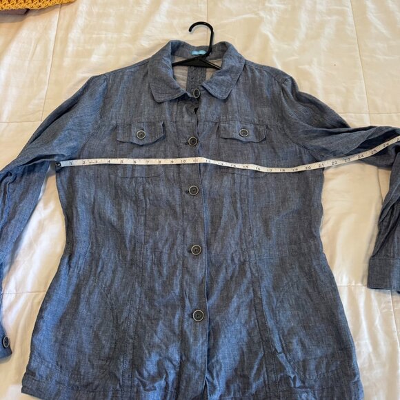 J. McLaughlin Linen Denim Color Shirt Jacket - Picture 3 of 10